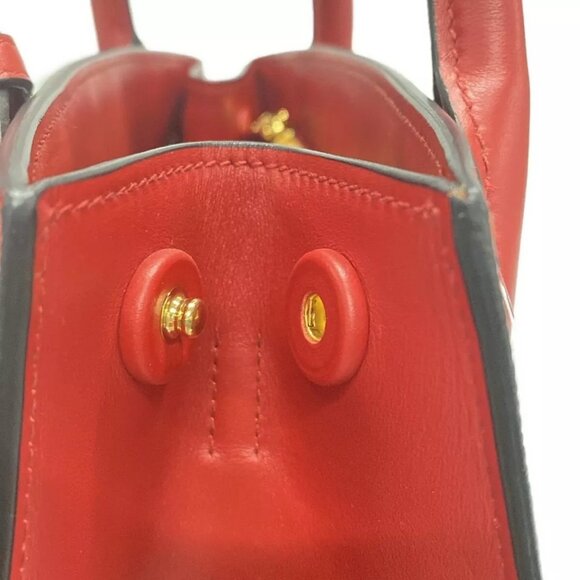 100% Authentic PRADA Monochrome Bag Red Saffiano Leather Handbag - Picture 11 of 14